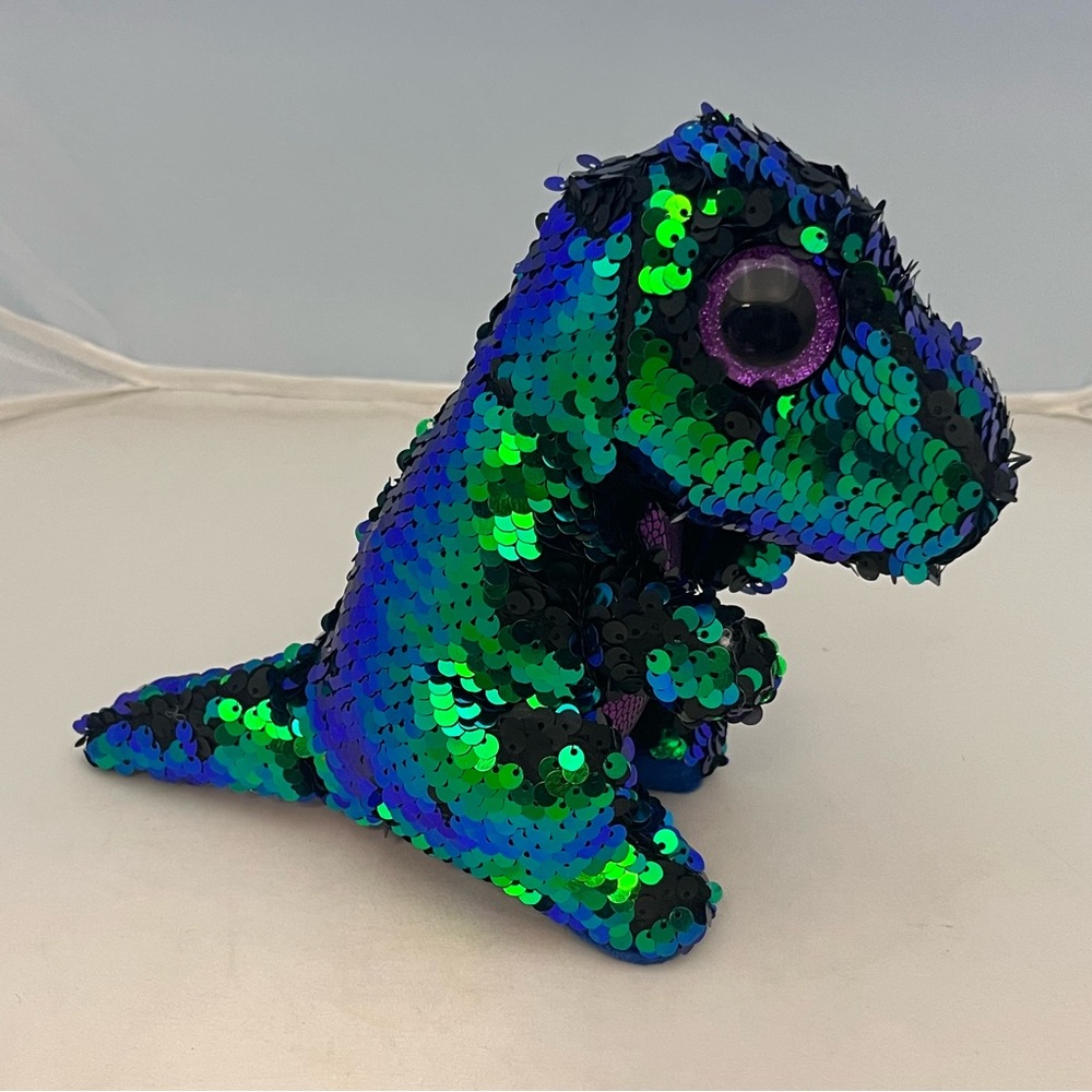 Ty Beanie Babies Flippable Sequin Crunch Dinosaur 6 Inch Plush